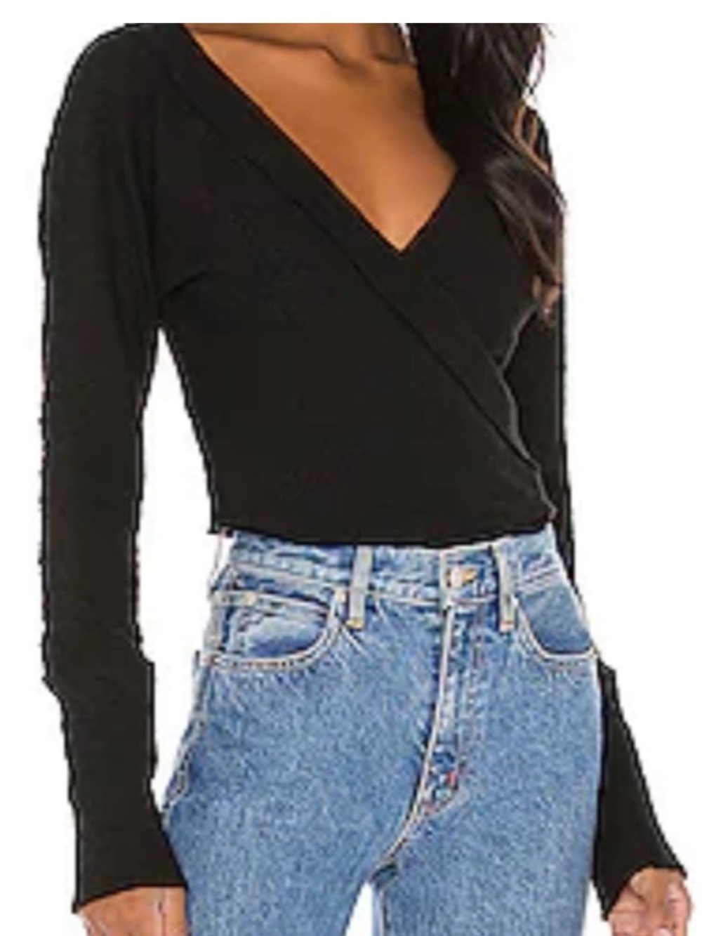 Free People Lupine Black Wrap Sweater